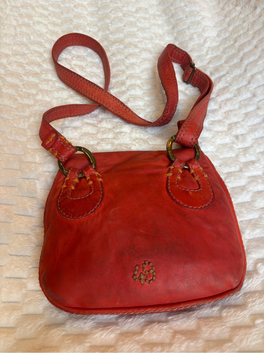 49 SQM soft, rusty, orange goat skin, BoHo Crossbody adjustable strap - Picture 4 of 10